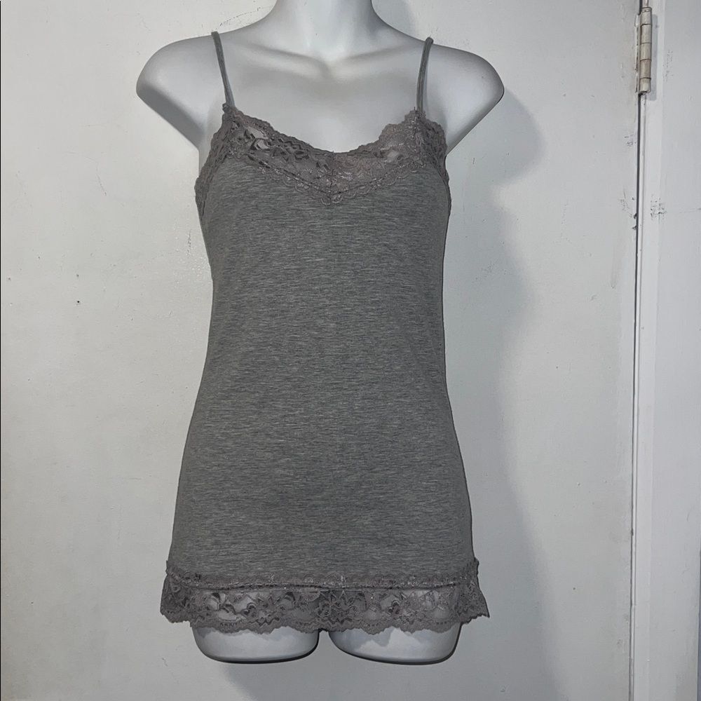 SHORTY Y2K Grey Lace Trimmed Camisole Tank Top- M NWT